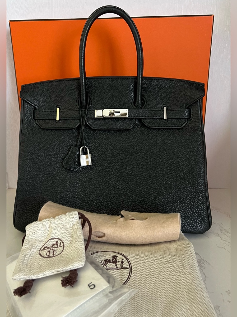 SOLD Hermes Black Birkin 35 in Noir Togo Leather With Palladium Hardware - Picture 2 of 16